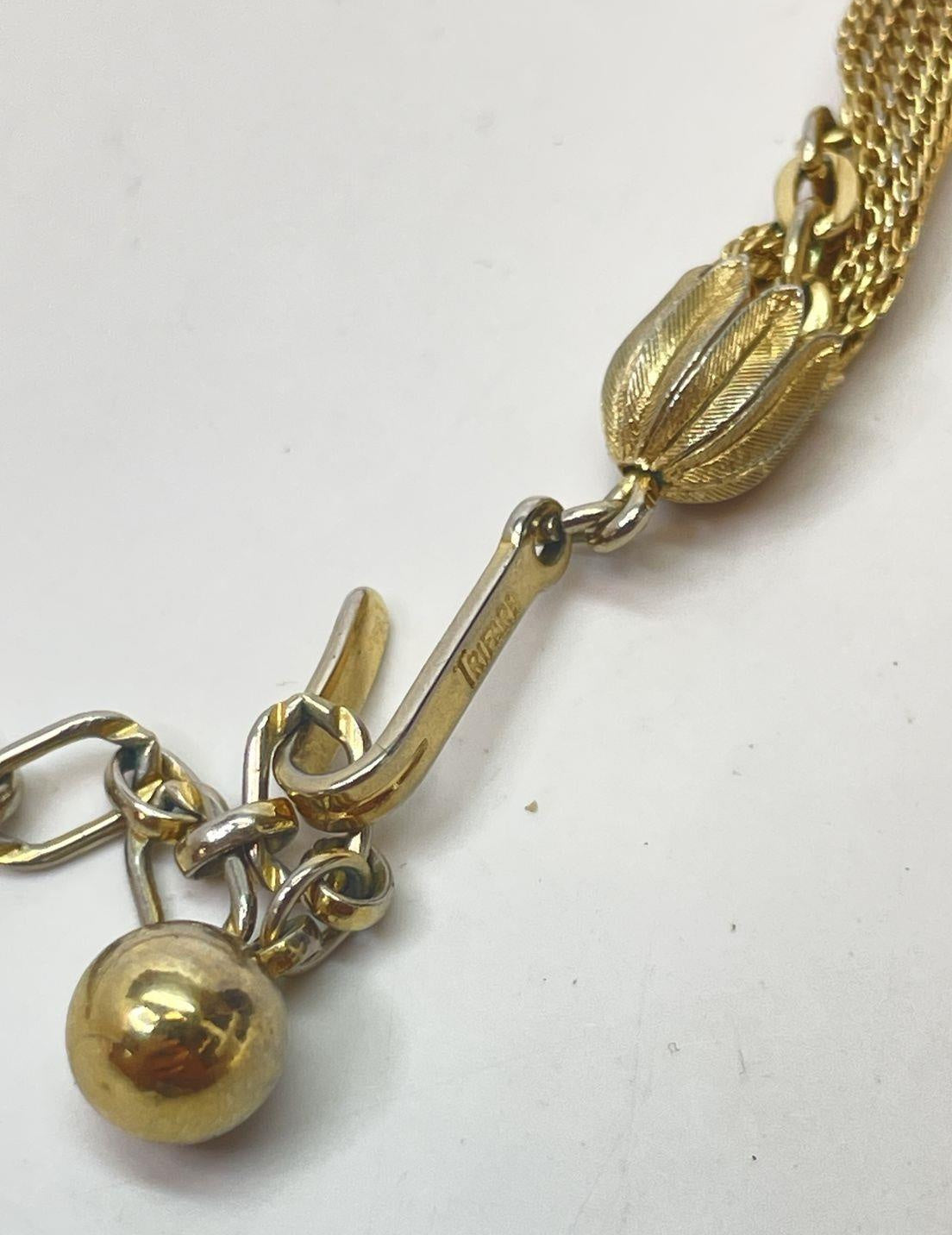 Vintage Trifari Gold Tone Mesh and Cable Twisted Chain Necklace 22.4g