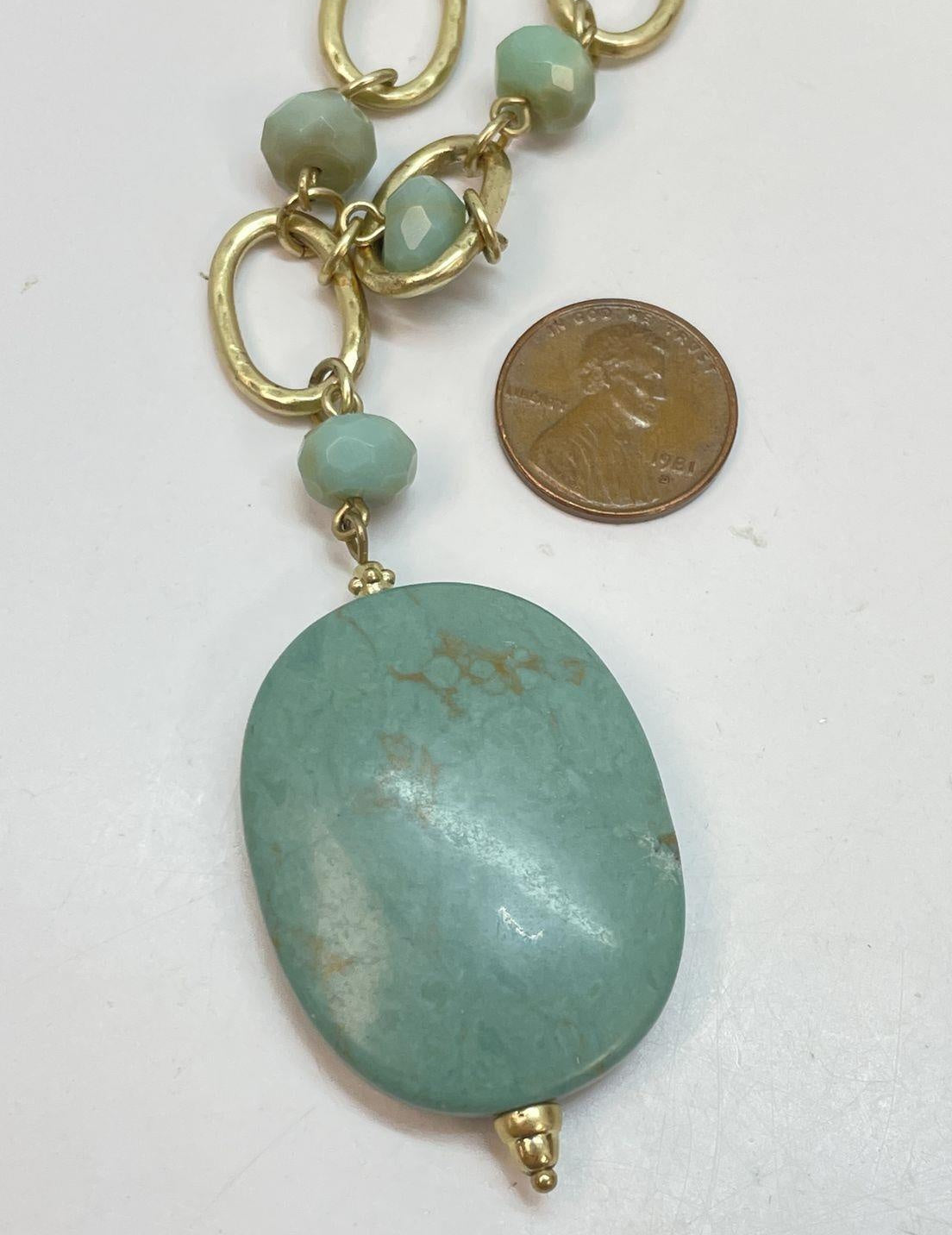 Lia Sophia Gold Tone Howlite Beaded Pendant Necklace 40.4g