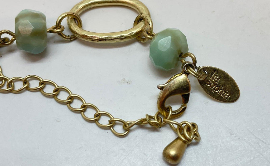 Lia Sophia Gold Tone Howlite Beaded Pendant Necklace 40.4g