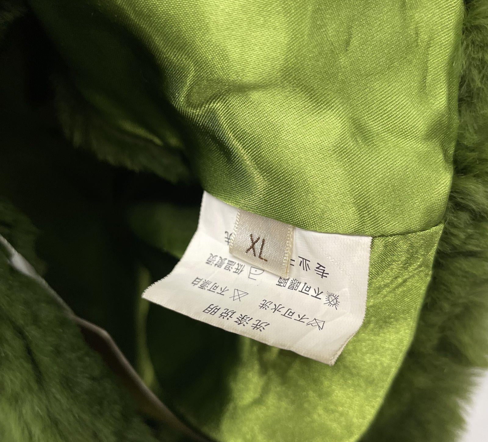 YSLR Green Genuine Rabbit & Fox Fur Collar Semi-Crop Jacket