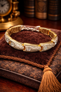 Brighton Collectibles Two Tone Scroll Link Bracelet Gold Silver Tone Crystal Accent Bracelet