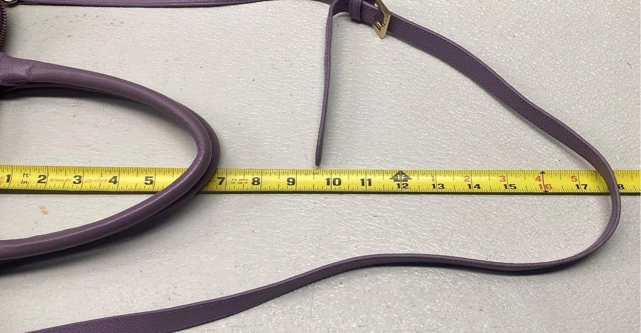 Ora Delphine Purple Pebbled Leather Satchel Crossbody Bag with Gold Hardware | Medium Everyday Handbag