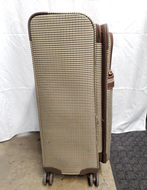 (SOLD) London Fog Oxford II Houndstooth Full-Size Spinner Suitcase | Checked Rolling Luggage