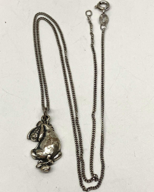 3.12g Sterling Silver Eeyore Pendant Chain Necklace 16"