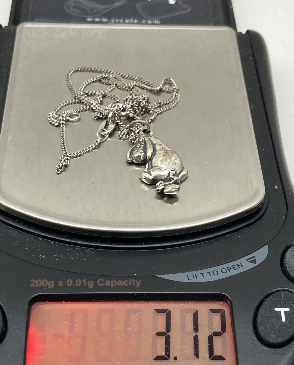 3.12g Sterling Silver Eeyore Pendant Chain Necklace 16"