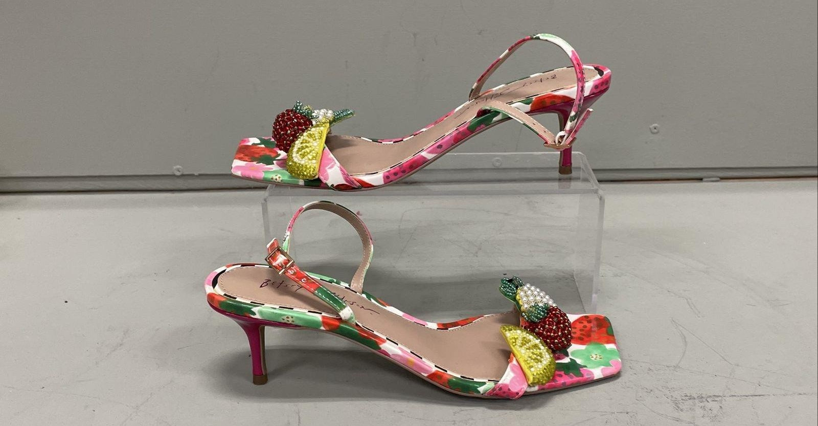 Betsey Johnson Colson Fruit Kitten-Heel Dress Sandals US 9