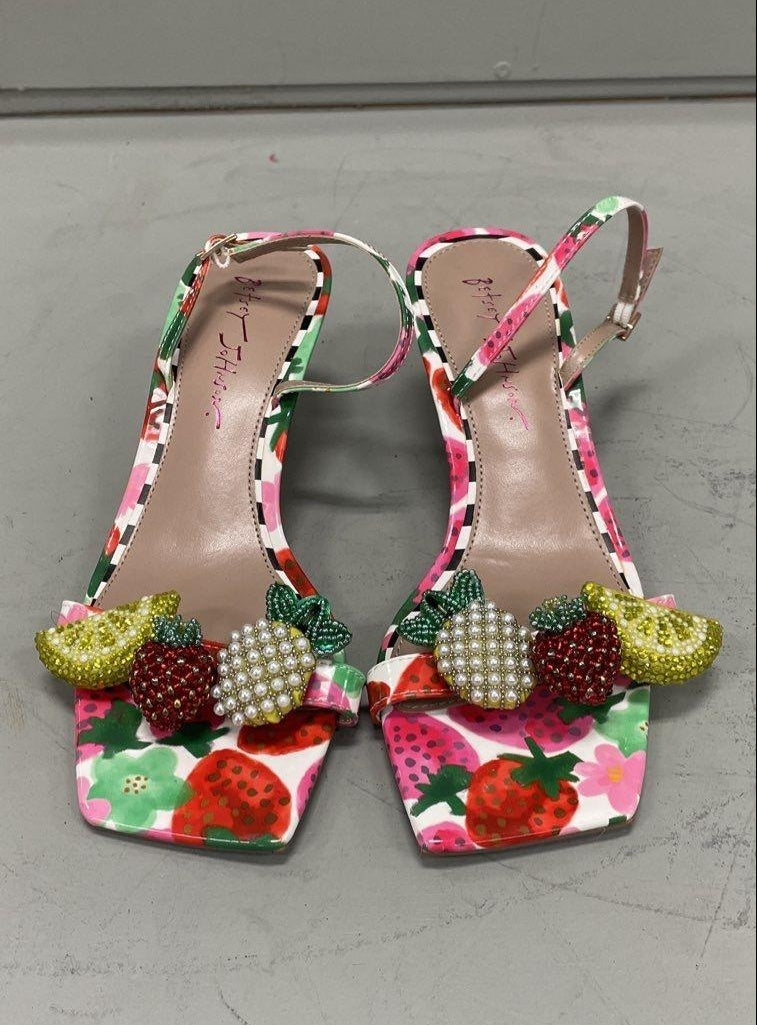 Betsey Johnson Colson Fruit Kitten-Heel Dress Sandals US 9
