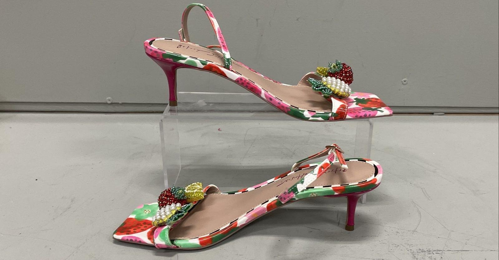 Betsey Johnson Colson Fruit Kitten-Heel Dress Sandals US 9