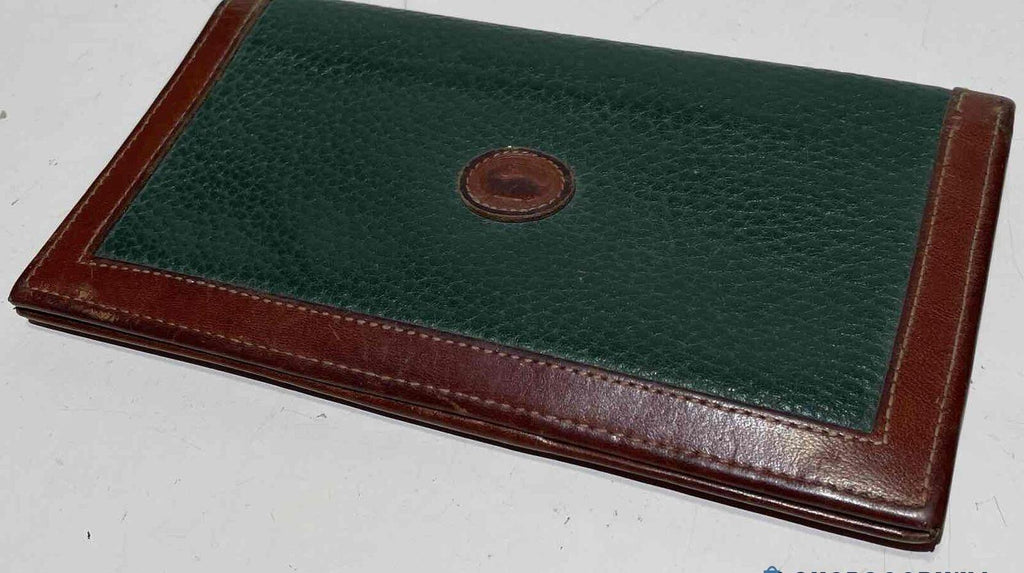 Dooney and Bourke Green Brown Leather Bifold Wallet Made in USA