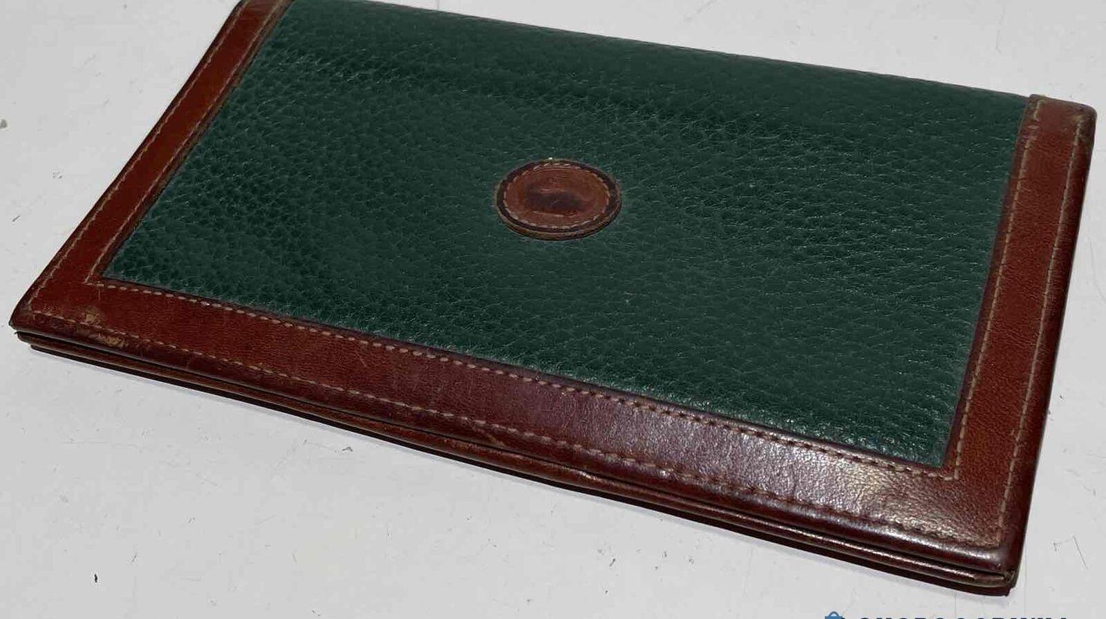 Dooney and Bourke Green Brown Leather Bifold Wallet Made in USA
