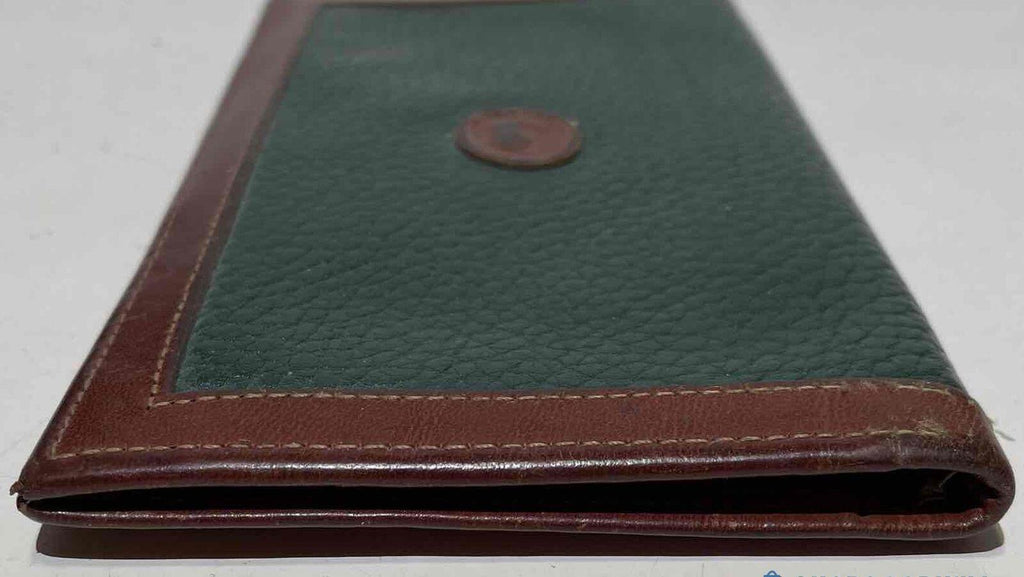Dooney and Bourke Green Brown Leather Bifold Wallet Made in USA