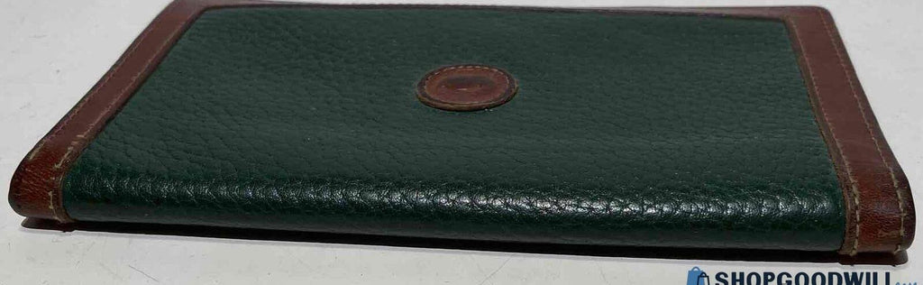 Dooney and Bourke Green Brown Leather Bifold Wallet Made in USA