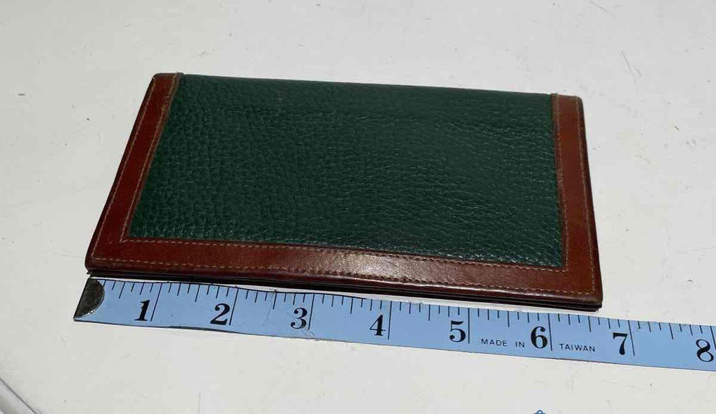 Dooney and Bourke Green Brown Leather Bifold Wallet Made in USA