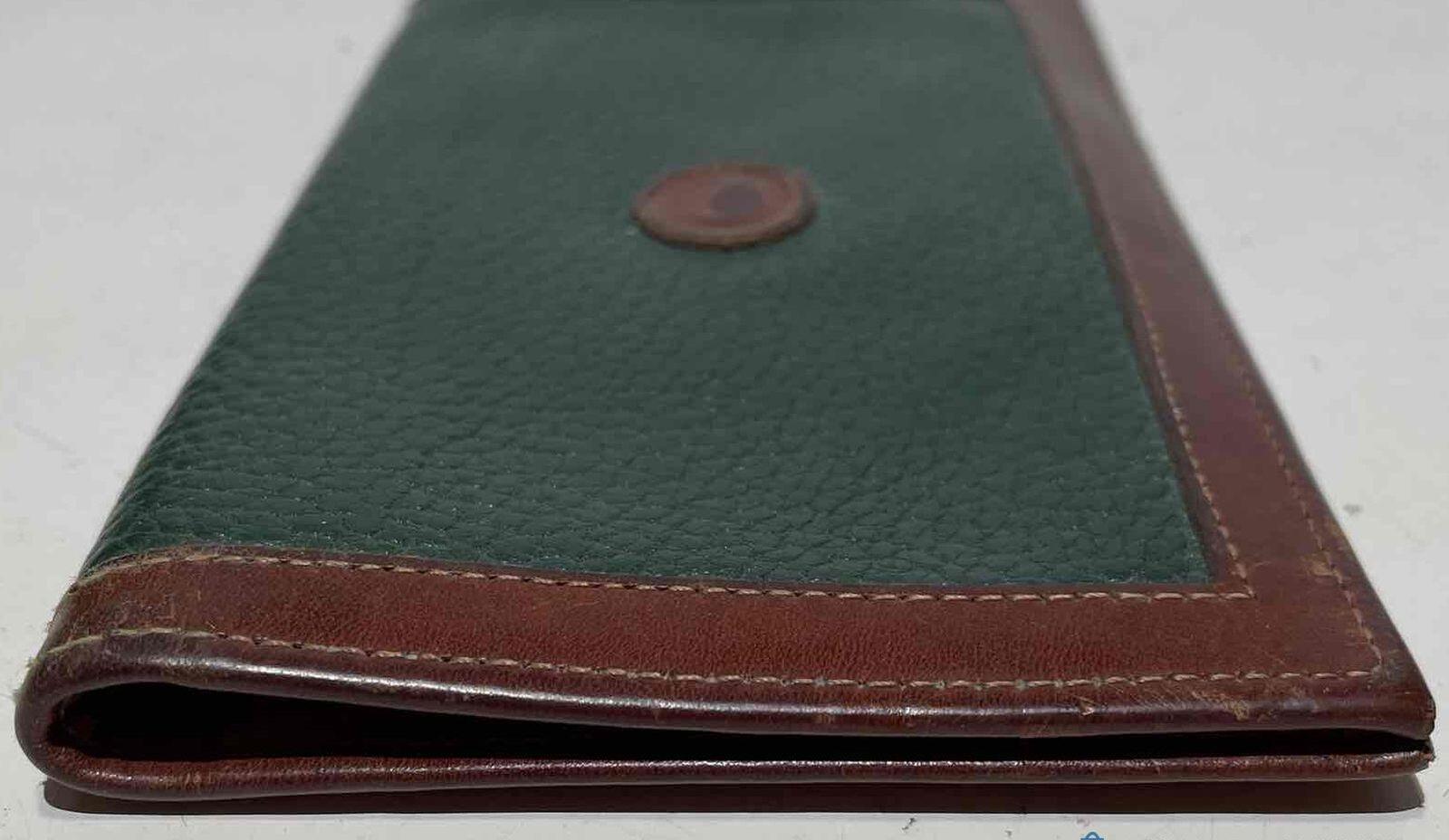 Dooney and Bourke Green Brown Leather Bifold Wallet Made in USA
