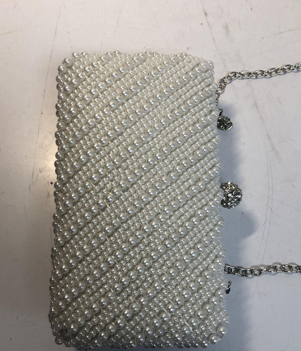 Jessica McClintock Women's White Beaded Clutch