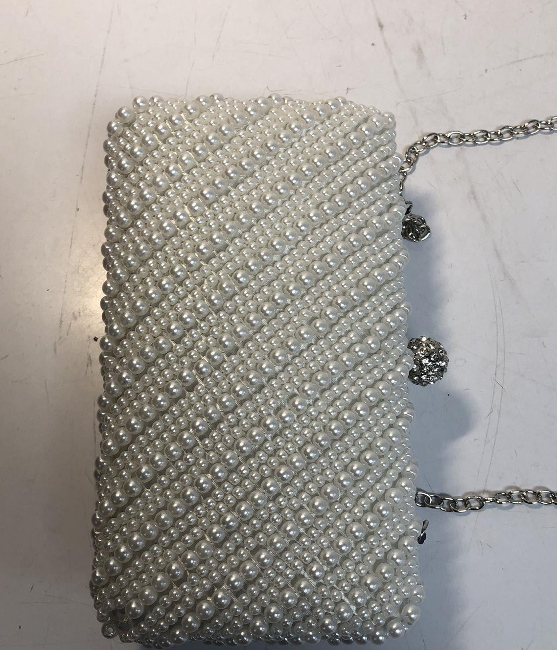 Jessica McClintock Women's White Beaded Clutch