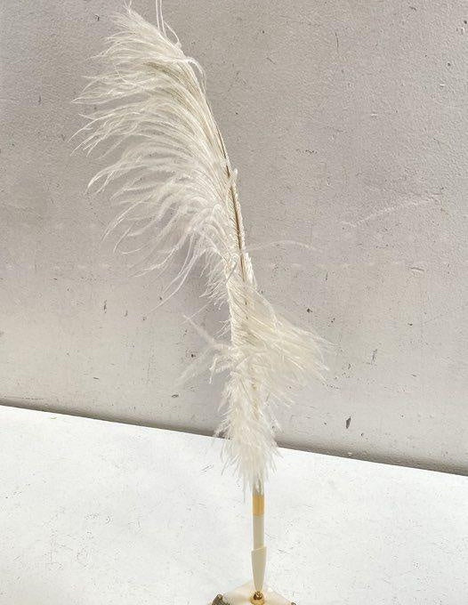 Vintage White Ostrich Style Feather Pen