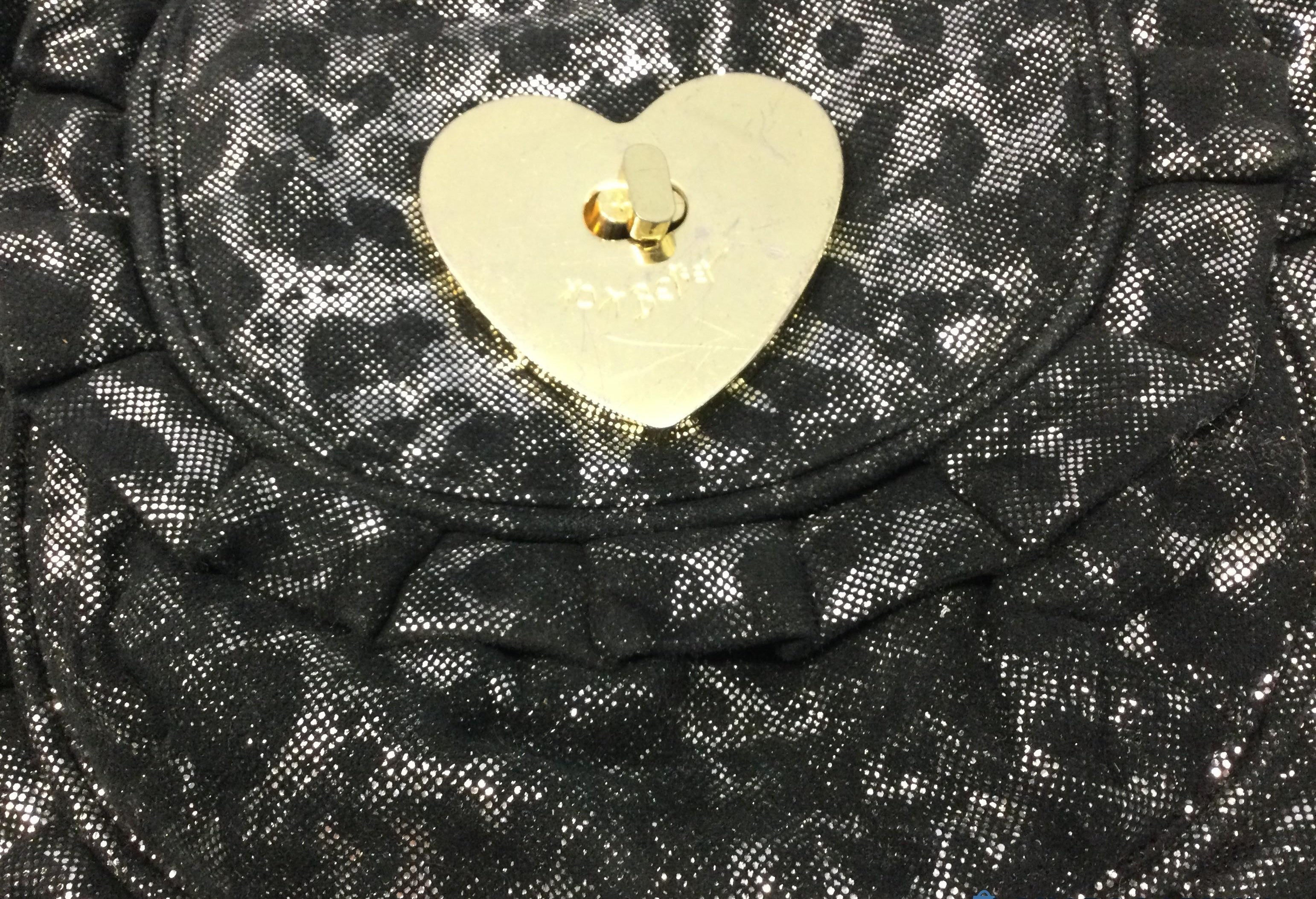 Betsey Johnson Black/Silver Metallic Purse w Gold Toned Hardware