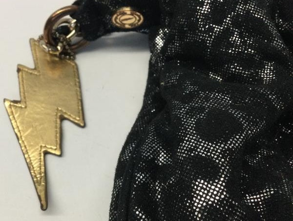 Betsey Johnson Black/Silver Metallic Purse w Gold Toned Hardware