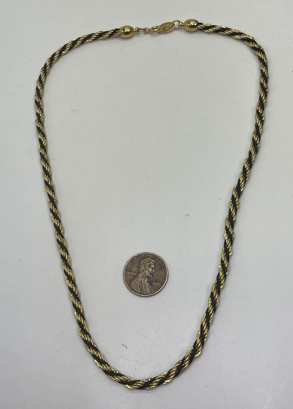 Trifari Two Tone Twisted Rope Chain Necklace 17.7g