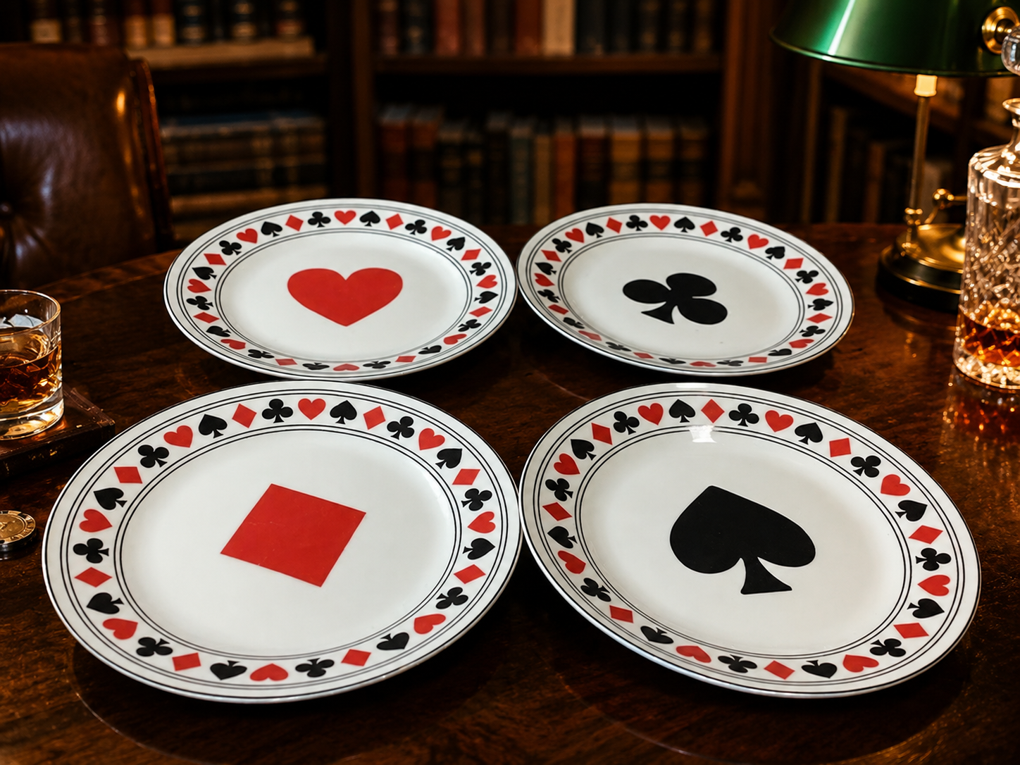 4-Pc I. Godinger & Co Playing Cards Dessert Saucer Plates