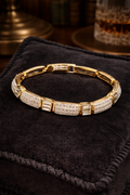 Swarovski Gold Tone Crystal Bracelet Baguette Accent Link Tennis Style Design