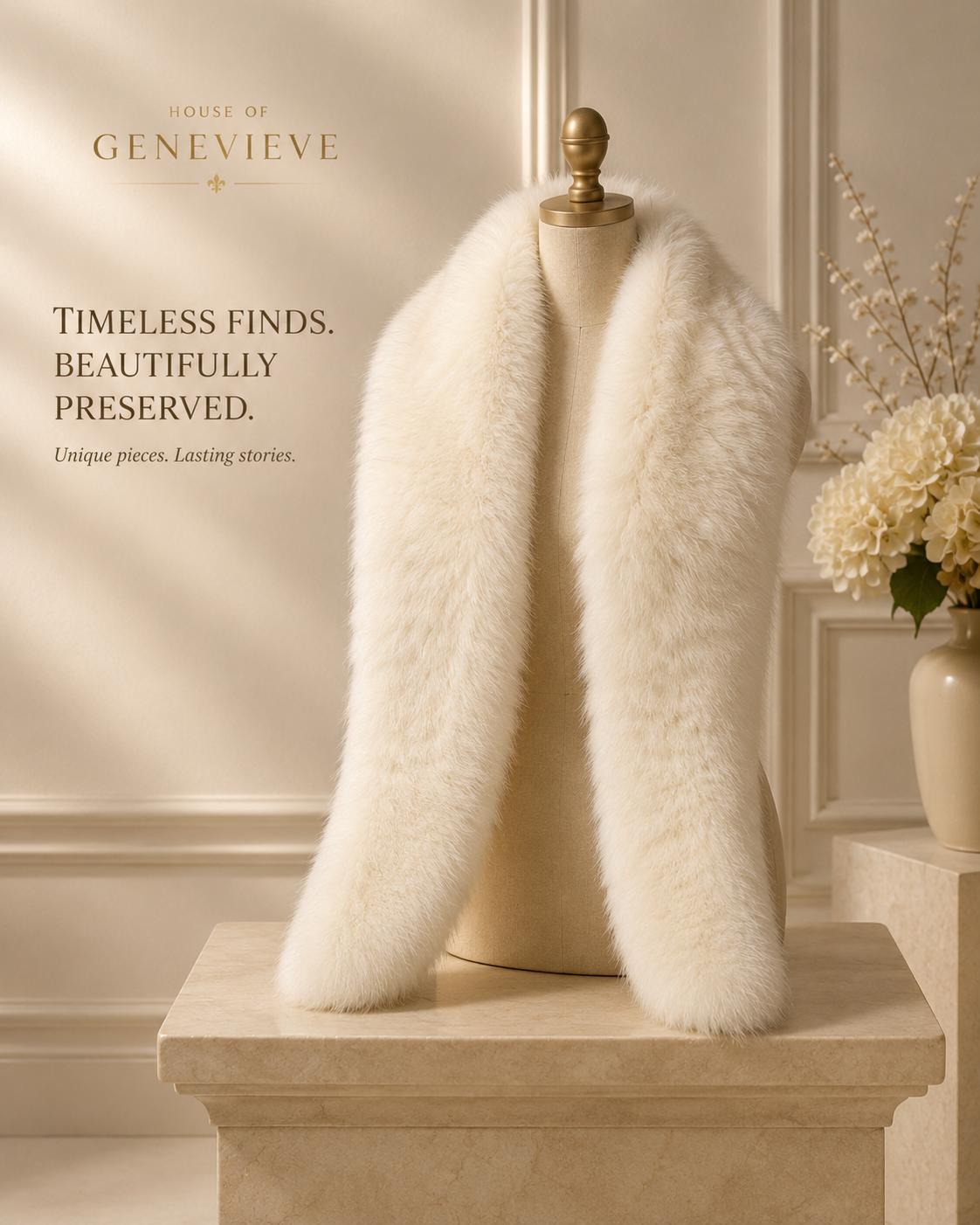 White Faux Fur Special Occasion Stole