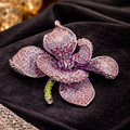 (SOLD) Large Purple Crystal Flower Brooch Rhinestone Floral Statement Pin AB Sparkle Vintage Style