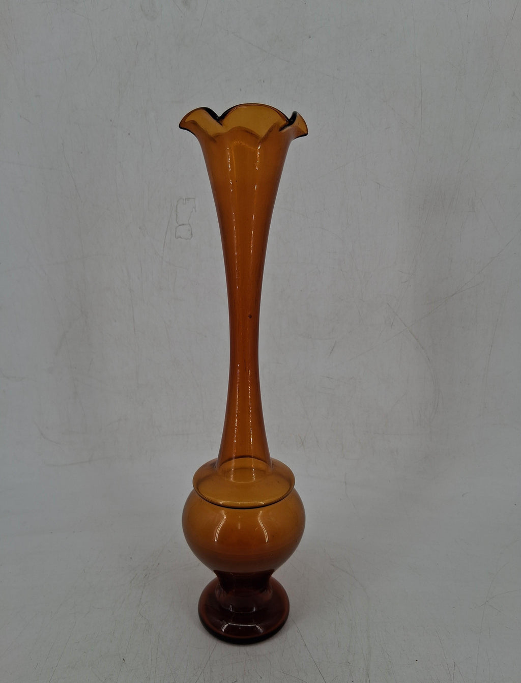 Vintage Kreiss Handmade Amber Glass Bud Vase