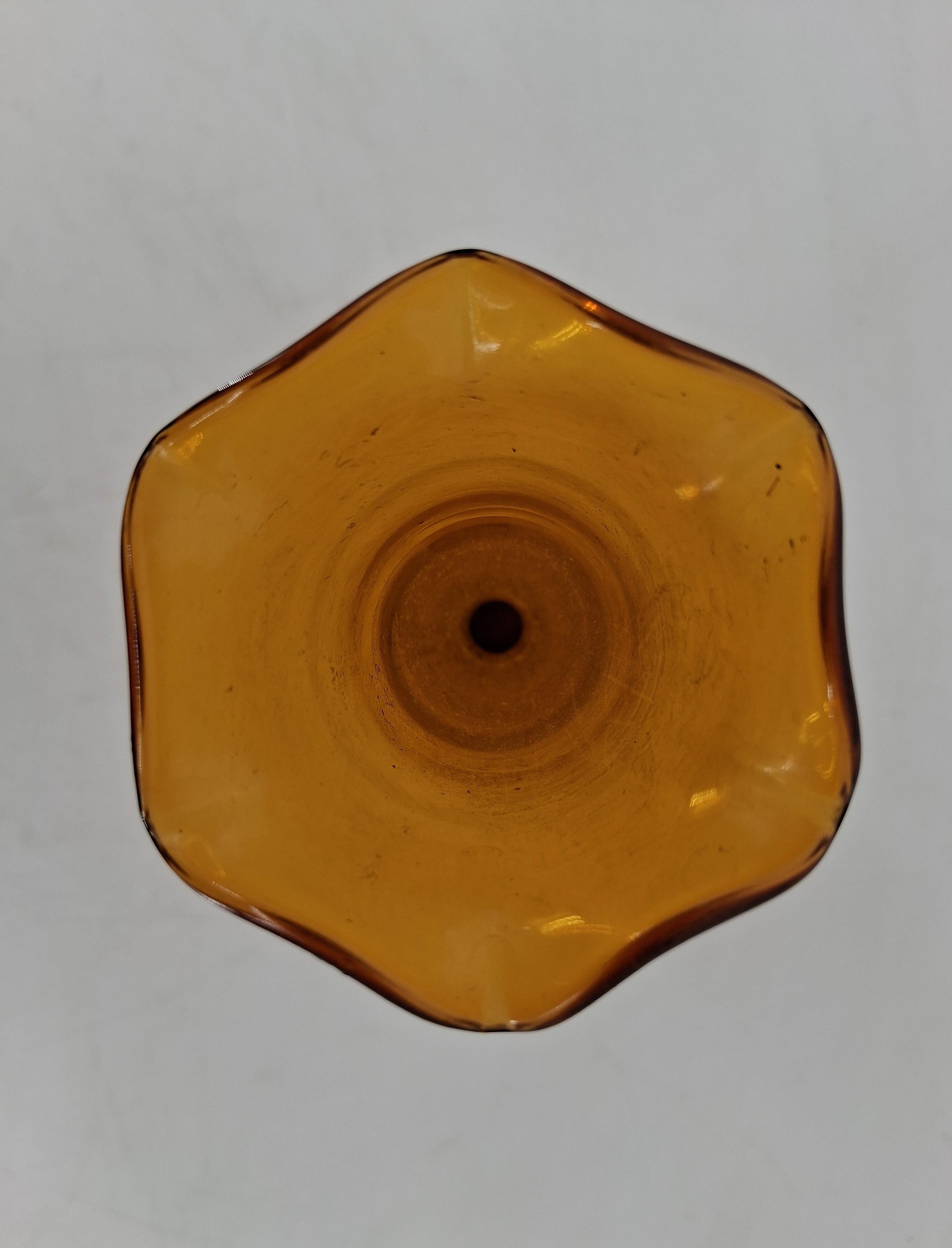 Vintage Kreiss Handmade Amber Glass Bud Vase