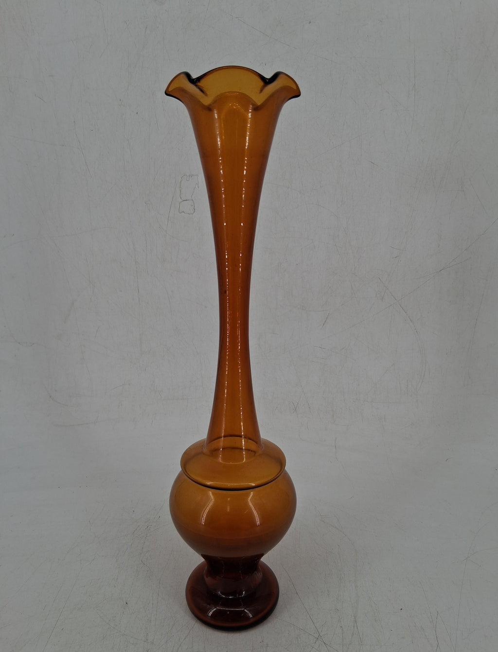 Vintage Kreiss Handmade Amber Glass Bud Vase