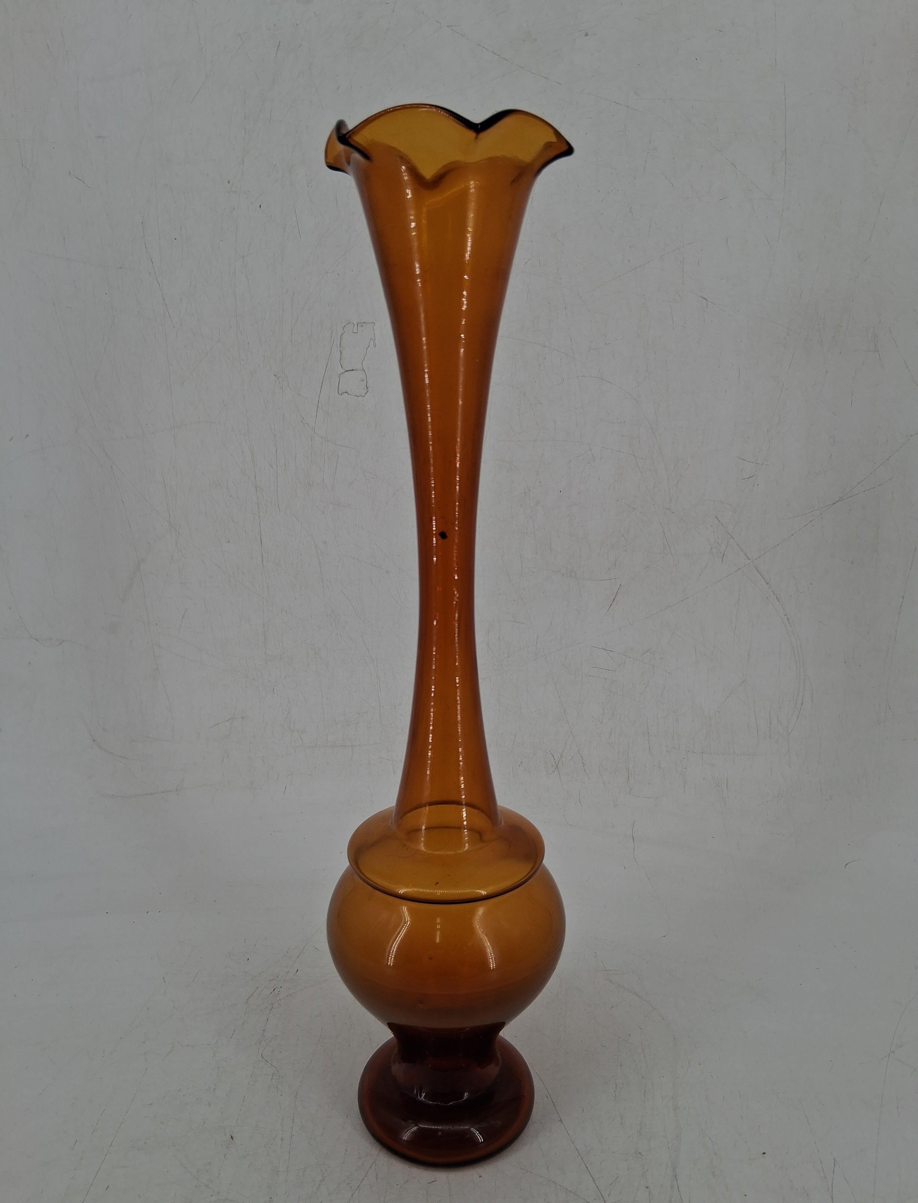 Vintage Kreiss Handmade Amber Glass Bud Vase