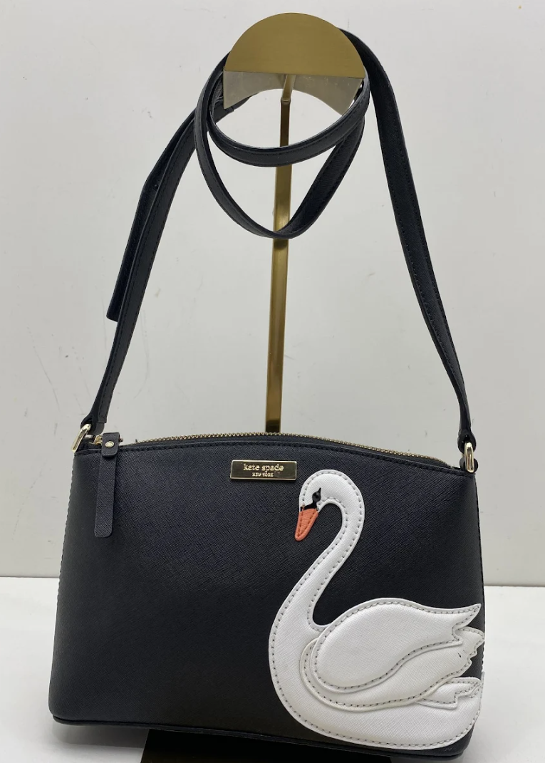 Kate Spade Women’s Crossbody Bag Black with White Swan Appliqué