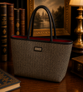 Jim Thompson Black and White Geometric Textile Tote Handbag with Black Trim