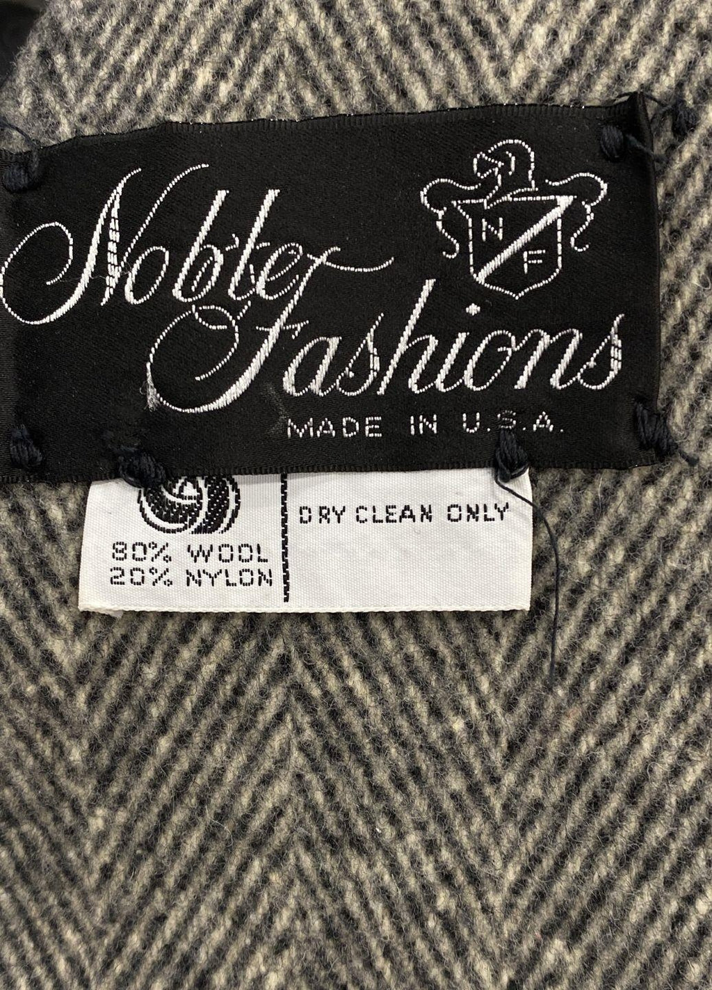 Noble Fashions Men's Black/Ivory Long Wool Blend Herringbone Winter Coat