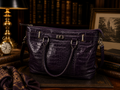 Bueno Deep Purple Croc Embossed Tote Shoulder Bag