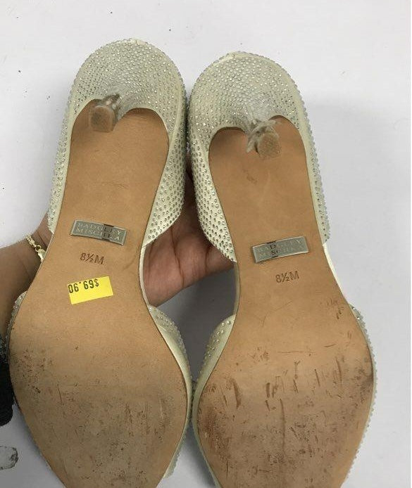Badgley Mischka Women's Ivory Embellished High Heels Size 8.5