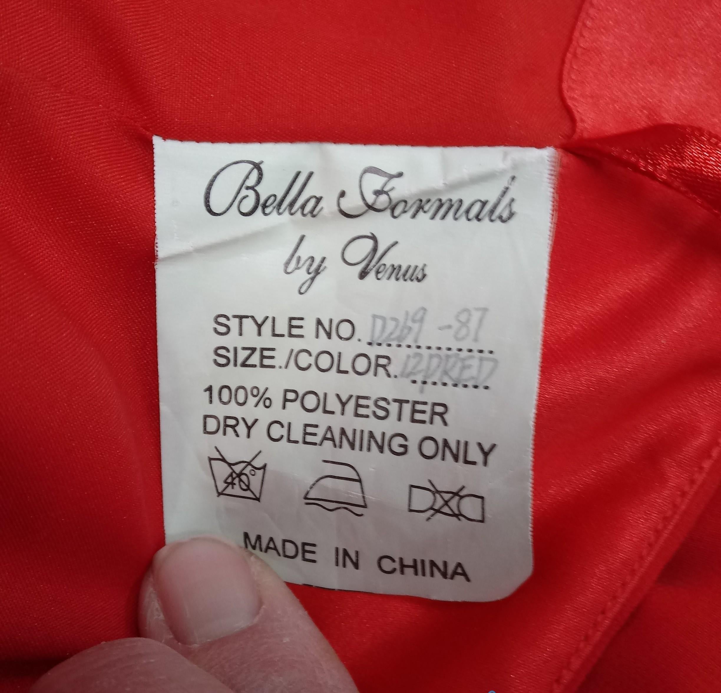 Bella Formals by Venus Red Strapless Formal Dress - Size 12