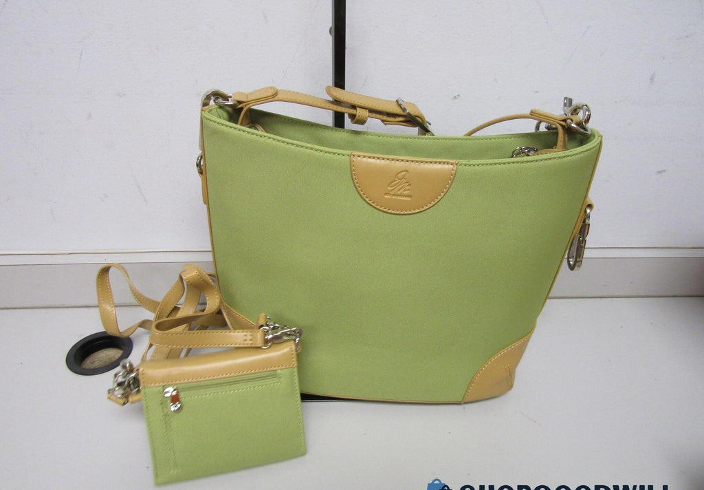 Joy Mangano Green Tan Textile Man-Made Shoulder Bag Set