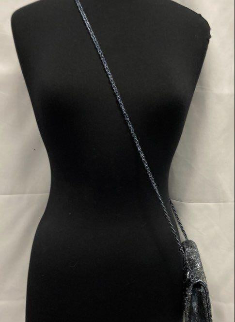 SASHA Blue Beaded Clutch Shoulder Evening Bag | Convertible Chain Strap Purse