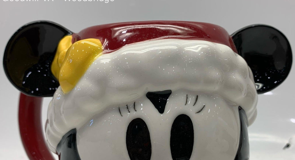 Set of 2 Williams Sonoma Disney Mickey and Minnie Mouse Figural Christmas Mugs