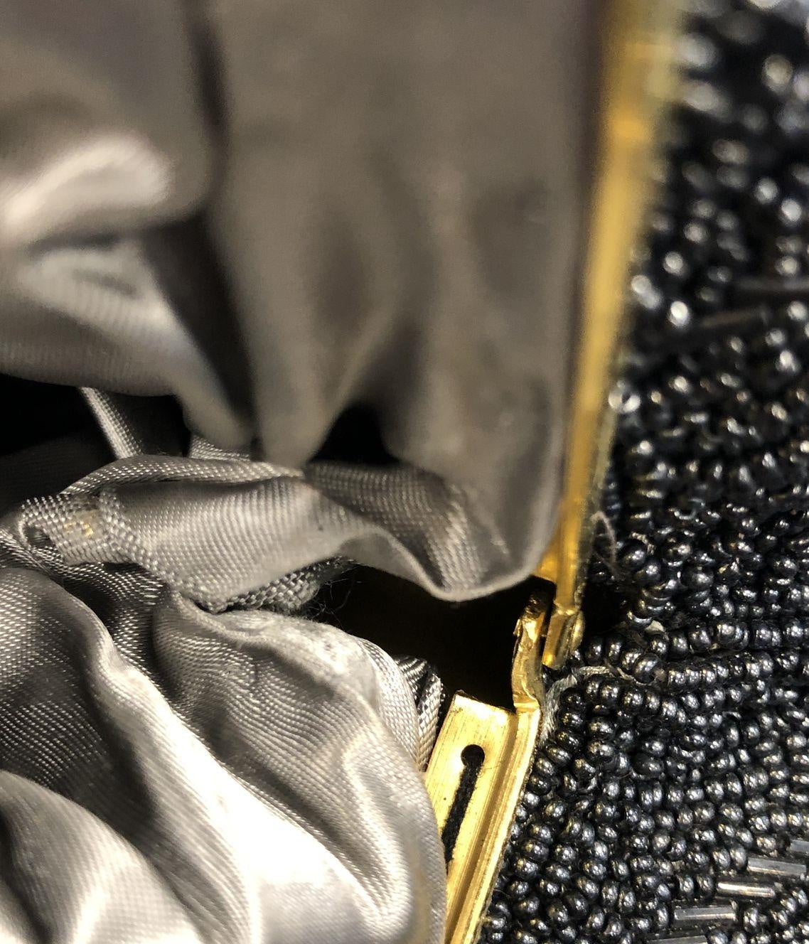 Women's Black Beaded Embroidered Clutch