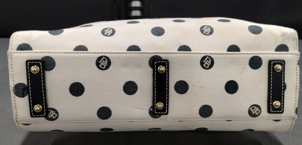 Dooney & Bourke White Black Dot Canvas Tote Handbag