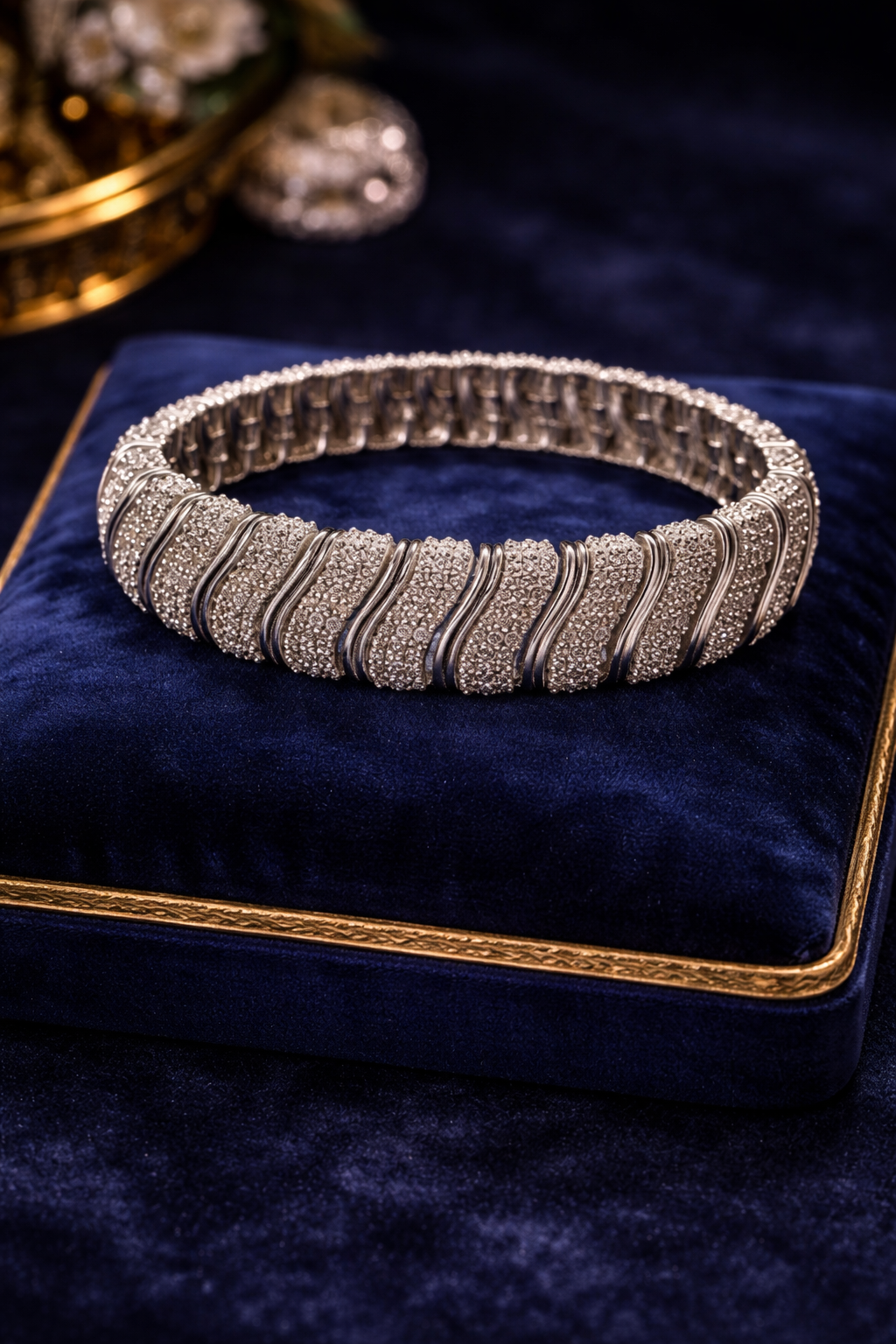 CU Signed Silver Tone Pavé CZ Bracelet Wide Statement Diamond-Like Tennis Bracelet 38.1g
