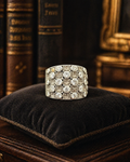 Silver Tone Crystal Wide Band Ring