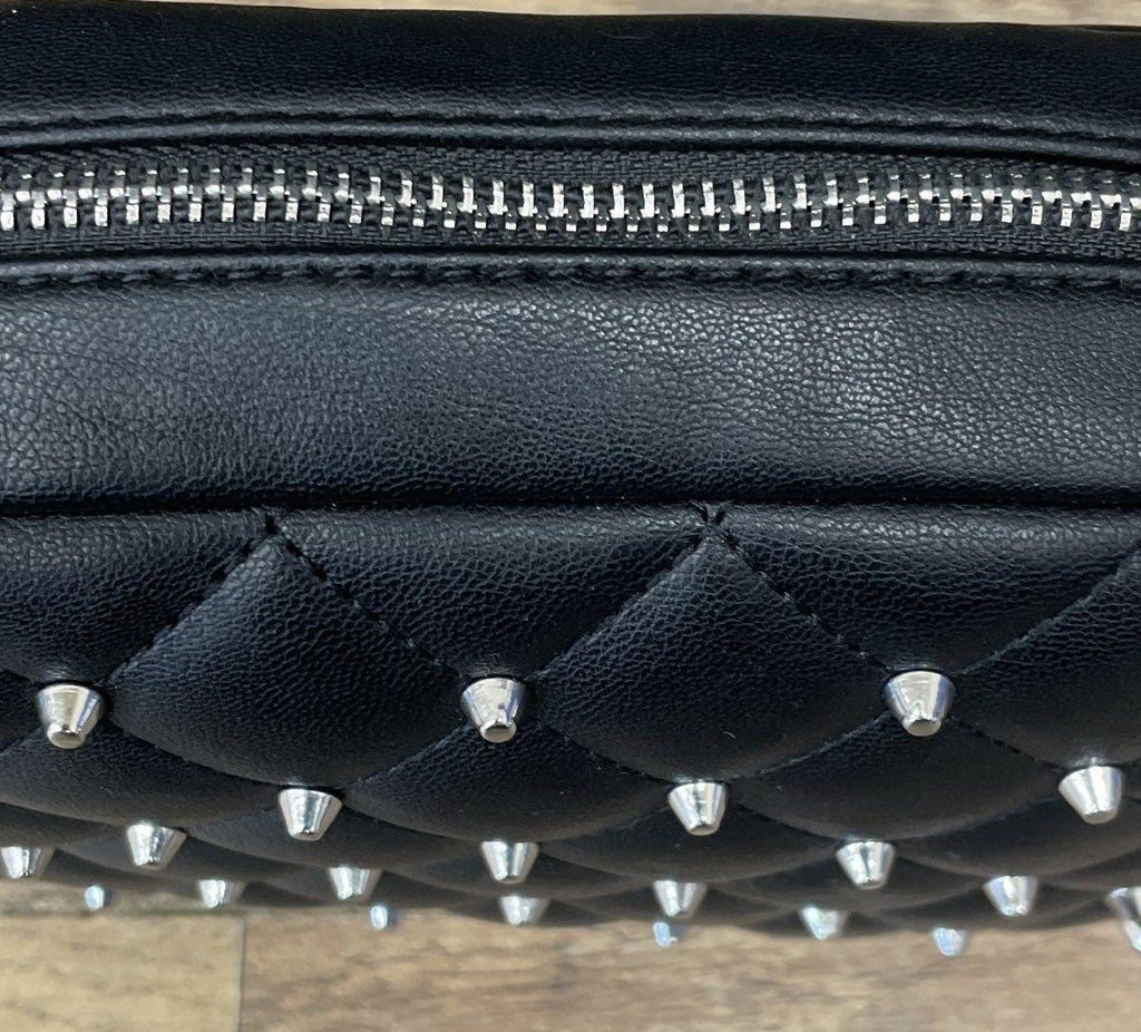 Rebecca Minkoff Black Diamond Quilt Studded Top Zip Crossbody Bag