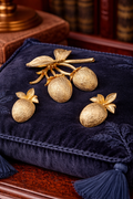 Sarah Coventry Gold Tone Berry Brooch Earring Set Textured Fruit Cluster Vintage Jewelry Matching Set