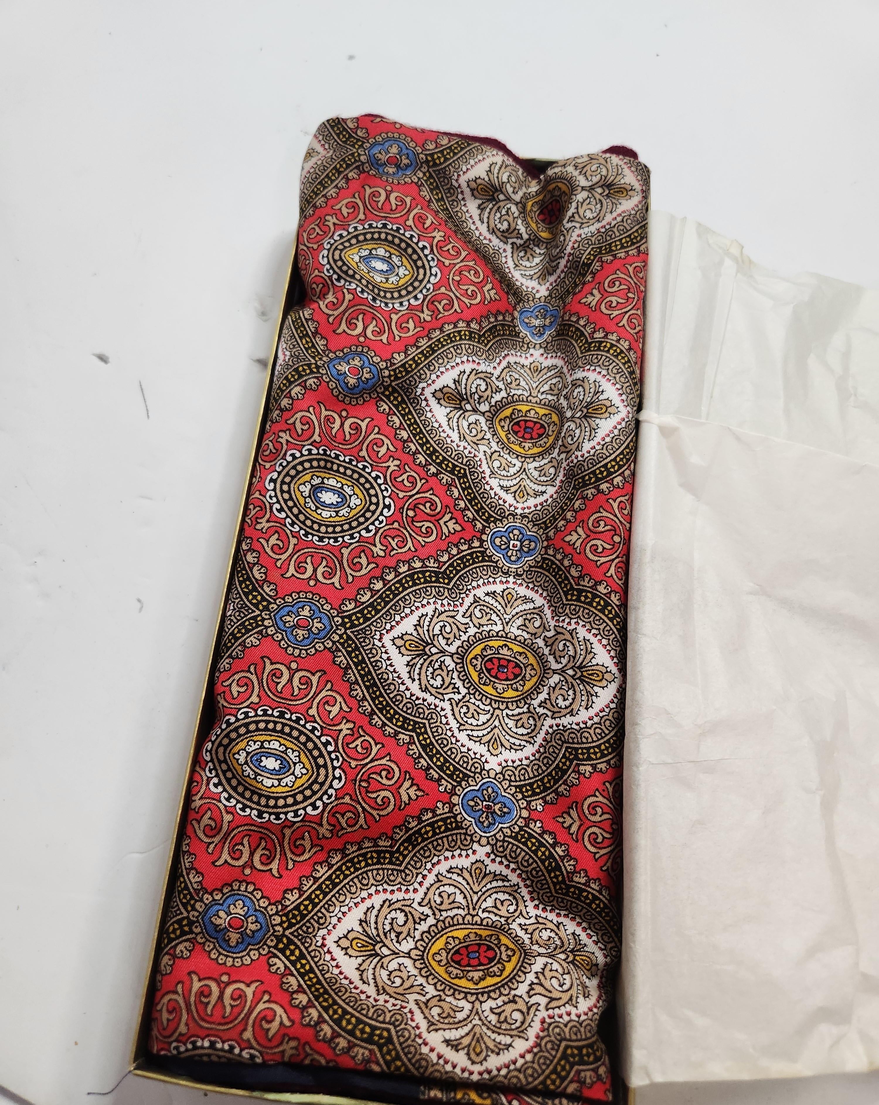 Vintage Italian Silk and Cashmere Scarf in Original Box