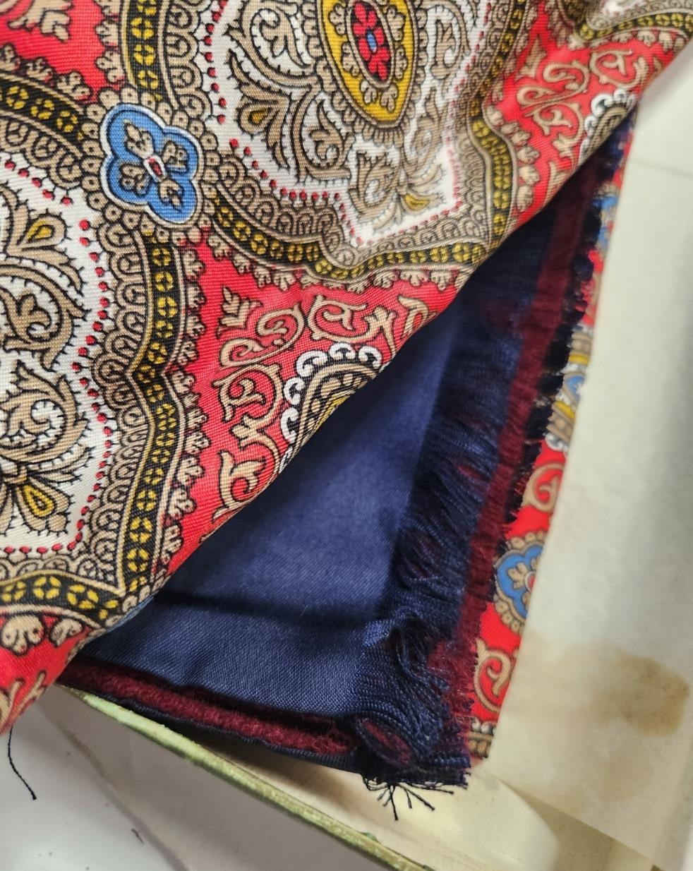 Vintage Italian Silk and Cashmere Scarf in Original Box