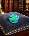 Vintage Blue and Green Fish Brooch with Gold Tone Detail and Whimsical Coastal Style